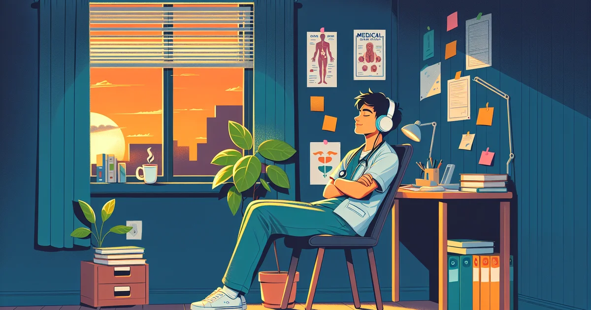 Medical student taking a wellness break to manage burnout